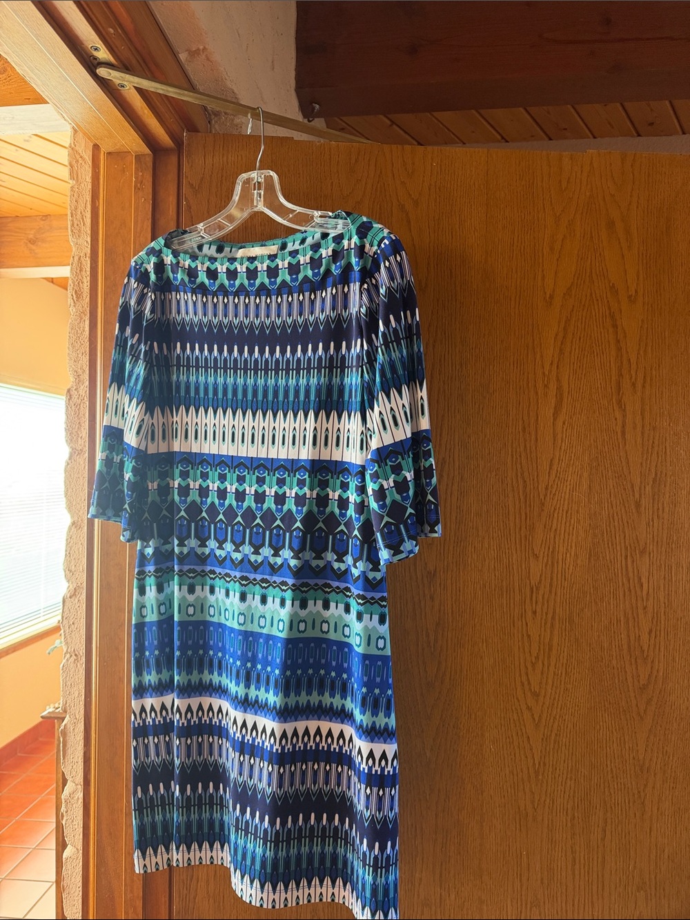 Donna Morgan Blue Patterned Women’s Dress - Casual Shift Dress